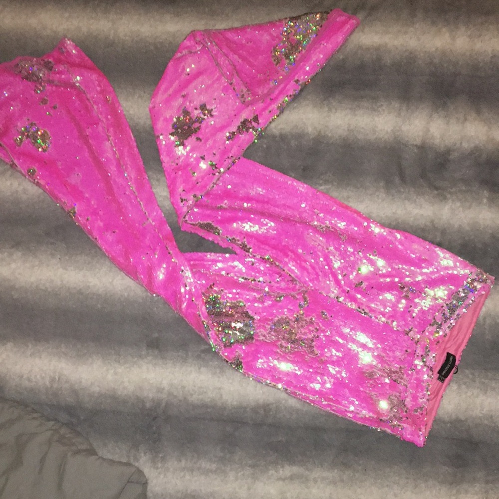 Baby Pink High Waisted Flare Pants 10